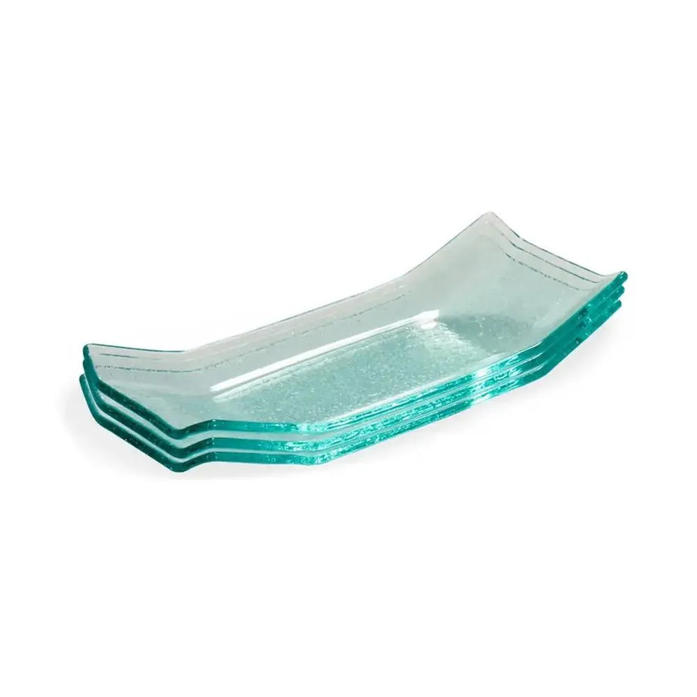 Arte Regal Glass Rectangular Appetizer Bowl Set Clear, 4 Pieces, 16 cm