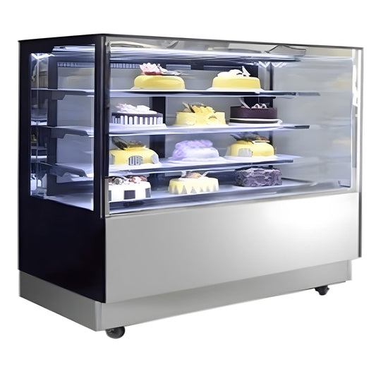 Inofrigo FCS90R3M-GR Front Flat Glass Cake Display Showcase 90 x 68.5 x 130 cm 3 Shelves