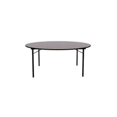 Ash Round Table (Linen-Free) Durable, Strong And Naturally Beautiful, MDF Laminated Table Tops With Black Metal Folding Legs, 150 x H 75 cm