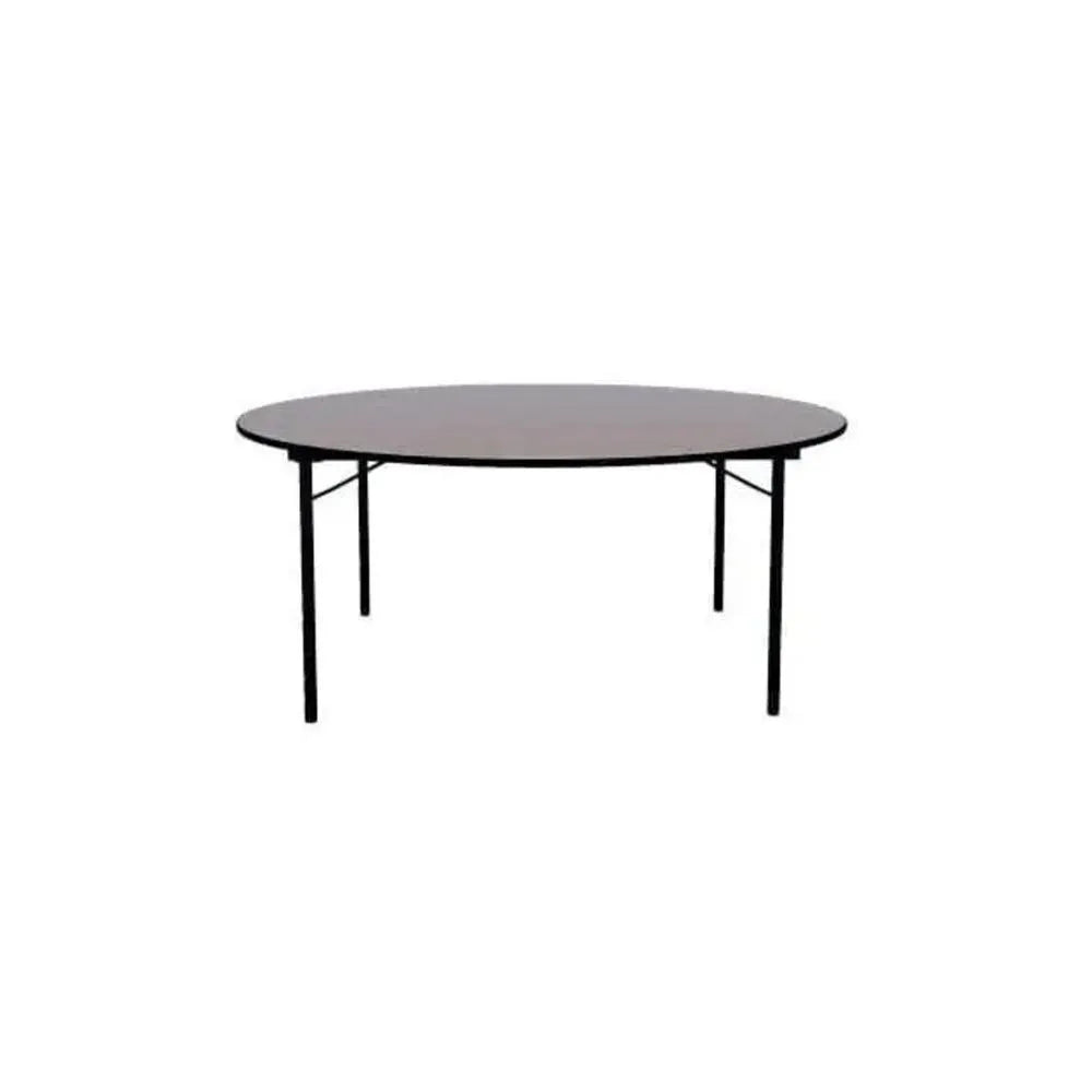 Wheelmate Ash Round MDF Laminated Table with Black Metal Legs, Ø 150 x 75 cm