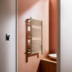 Bagnodesign Brushed Cube Heated Towel Rail With Thermostat Heating Control, Capacity 400W, 50x9.8x120 cm