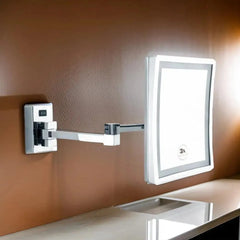 Bagnodesign  Chrome Brubeck Wall Mounted Double Arm Led Mirror Mag X3, 18x40.5x23 cm