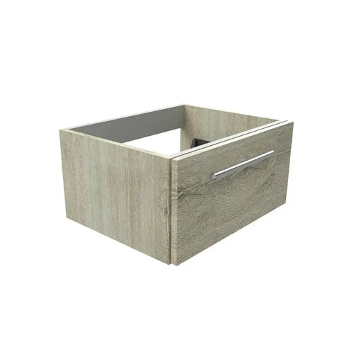 Bagnodesign M-Line Wall Mounted Vanity Basin Unit With Chrome Handle, Grey Oak, 60x48.5x30 cm