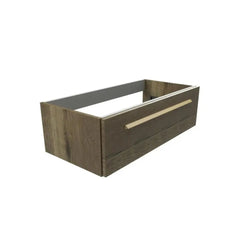 Bagnodesign M-Line Wall Mounted Vanity Basin Unit With Lacquered Zanzibar Handle, Tobacco OaK, 100x48.5x30 cm