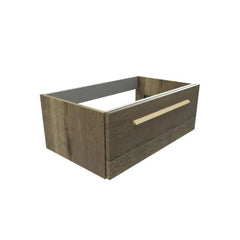 Bagnodesign M-Line Wall Mounted Vanity Basin Unit with Lacquered Zanzibar Handle, Tobacco Oak, 80x48.5x30 cm