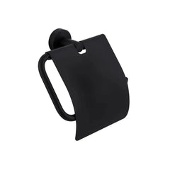 Bagnodesign Matt Black Options Round Toilet Roll Holder With Cover, 14.8x5.2x15.5 cm