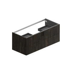 Bagnodesign Orology Wall Mounted Double Drawer Vanity Unit, Ebony, 120x51x48 cm