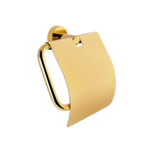 Bagnodesign Pvd Gold Options Round Toilet Roll Holder With Cover, 14.8x5.2x15.5 cm