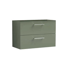 Bagnodesign Satin Green Zephyr Wall Mounted Double Drawer Vanity, 80x38.3x53.9 cm