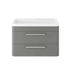 Bagnodesign Teatro Wall Mounted Double Drawer Vanity Unit With Wash Basin, Matt Grey, 80x45x53.9 cm