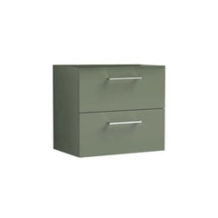 Bagnodesign Satin Green Zephyr Wall Mounted Double Drawer Vanity Unit, 60x38.3x53.9 cm