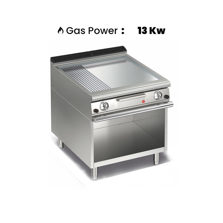 baron-700-series-gas-griddle-with-2-3-smooth-1-3-ribbed-chrome-plate-on-open-cupboard-gas-power-13-kw-80-x-70-x-87-cm