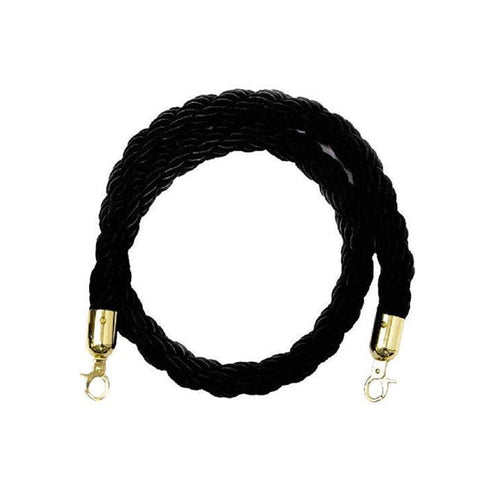 Beautiful And Elegant Stanchion Velvet Rope With Delicate Hook 100% Nylon, Black & Gold