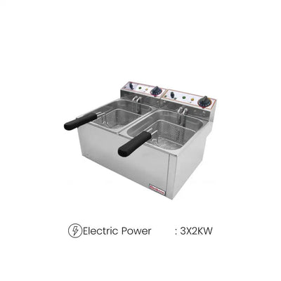 Beckers FR 6+6LT Electric Double Deep Fryer 6+6 L, Power 2 X 3 kW - HorecaStore