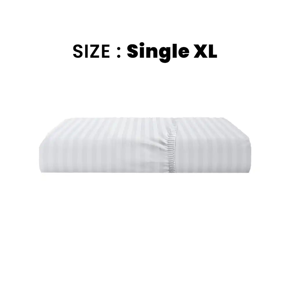 ths eternal stripes single xl fitted cotton bed sheet white