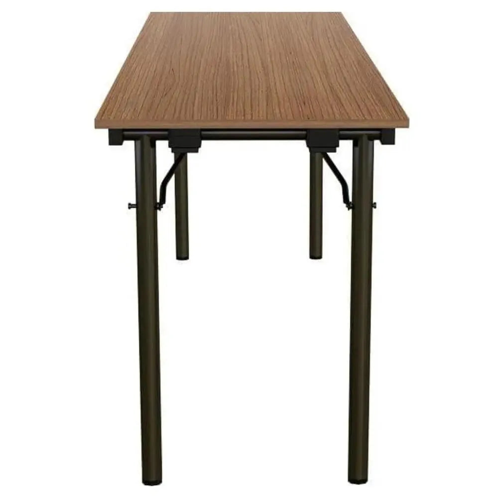 Beechwood Classroom Rectangle Table L 150 x W 45 x H 75 cm, MDF Laminated Table Tops With Black Metal Folding Legs