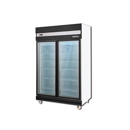 Berjaya 2D/DC-BH-1-G Electric Upright Double Glass Door Chiller 976 L, Power 950-1050W, 125.5 X 71 X 206 cm