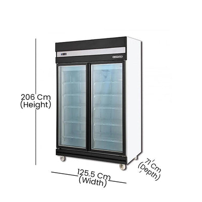 Berjaya 2D/DC-BH-1-G Electric Upright Double Glass Door Chiller 976 L, Power 950-1050W, 125.5 X 71 X 206 cm - HorecaStore