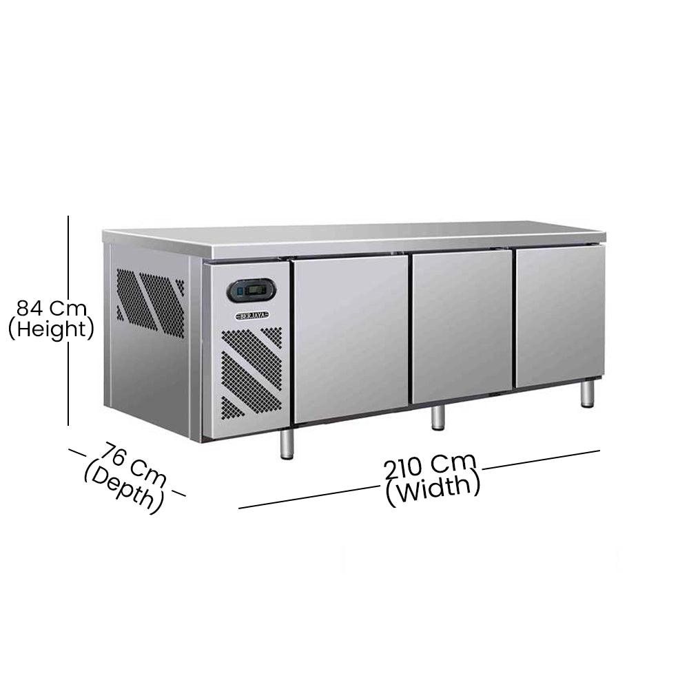 Berjaya BS2DC7/Z Electric 3 Door Under Counter Chiller With 6 Shelves 576L, Power 618-682W, 210 × 76 × 84 cm - HorecaStore