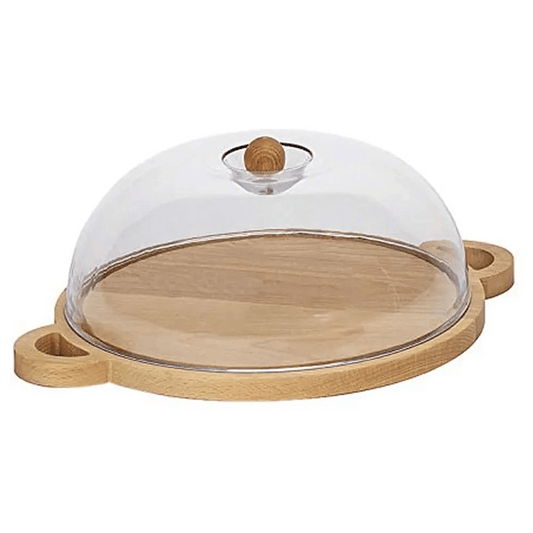 Bisetti 61301 Beechwood & Plastic Round Cheese Holder With Handle 31 X 41 X 14CM - HorecaStore