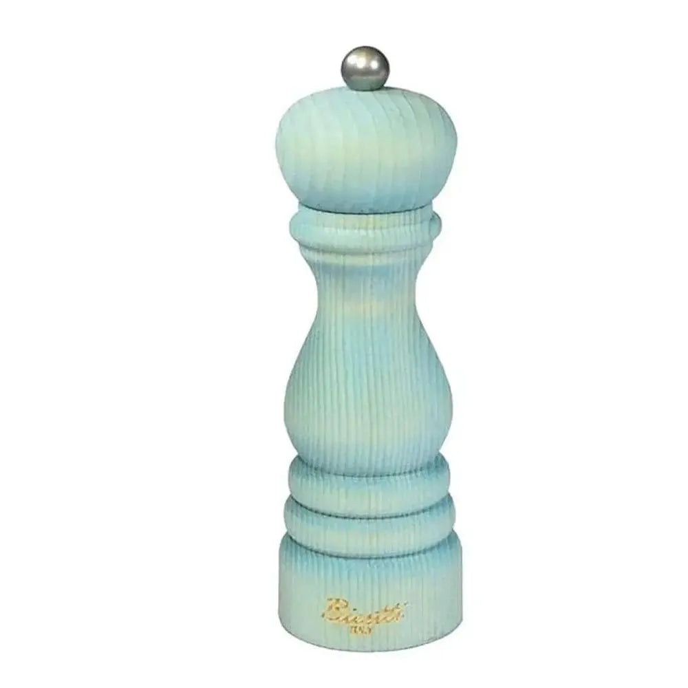 Bisetti 7121A Fir Wood Vintage Pepper Mill Light Blue, 19 CM