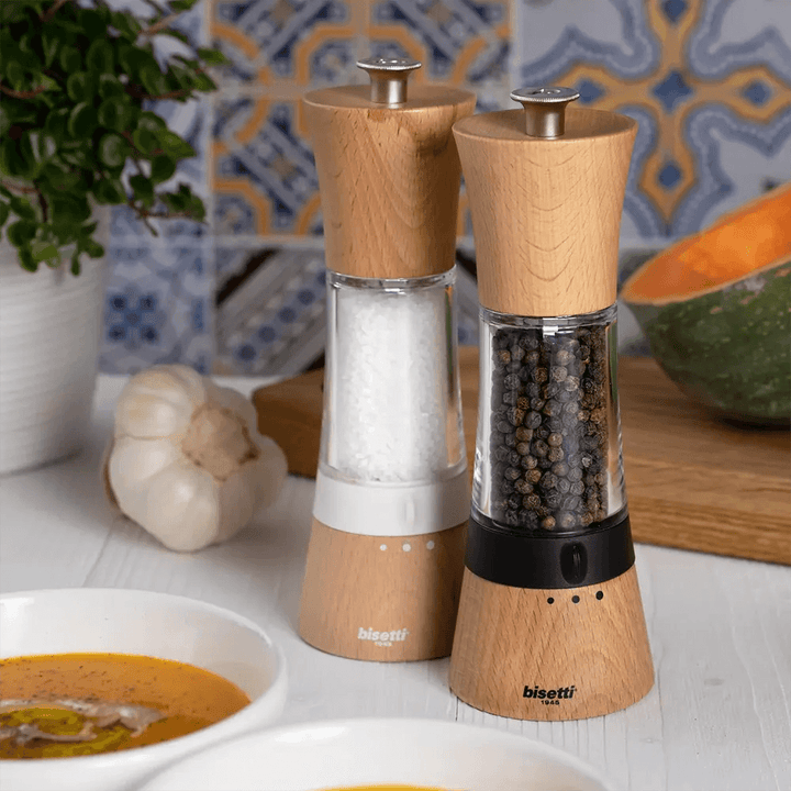 Bisetti 8910 Beechwood & Acrylic Pepper Mill,20 CM - HorecaStore