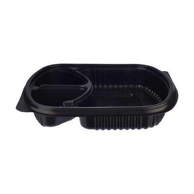 Hotpack Black Base Rectangular 3 Compartments Container Without Lid ,250 PCs