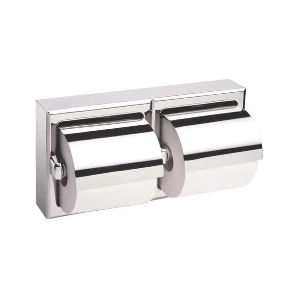 Bobrick Stainless Steel B-6999 Surface Mounted Double Roll Toilet Tissue Dispenser 12-3/8? W x 6-3/16? H x 4-3/4? D - Chrome