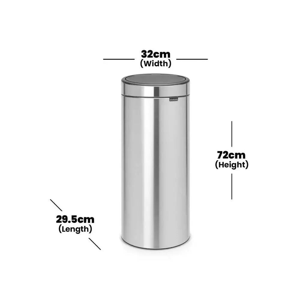 brabantia-smudge-proof-matt-steel-touch-bin-30l-with-plastic-bucket