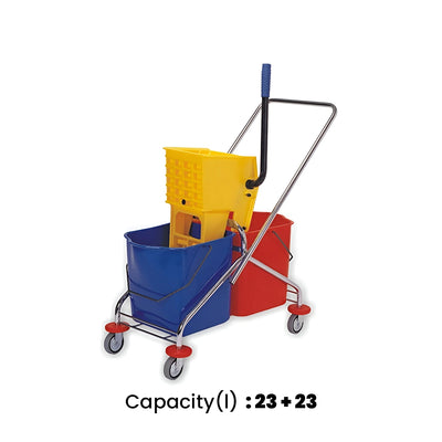 THS Poratable Mop Bucket Trolley Side Press 46L