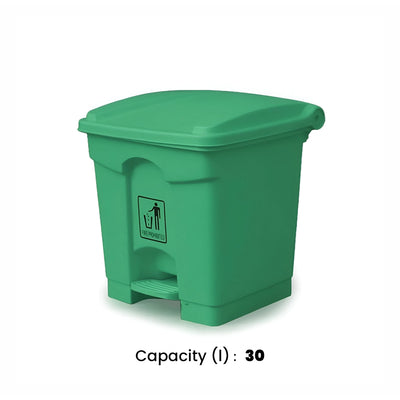 THS Plastic Garbage Bin, Green, 30 L, 5 pcs