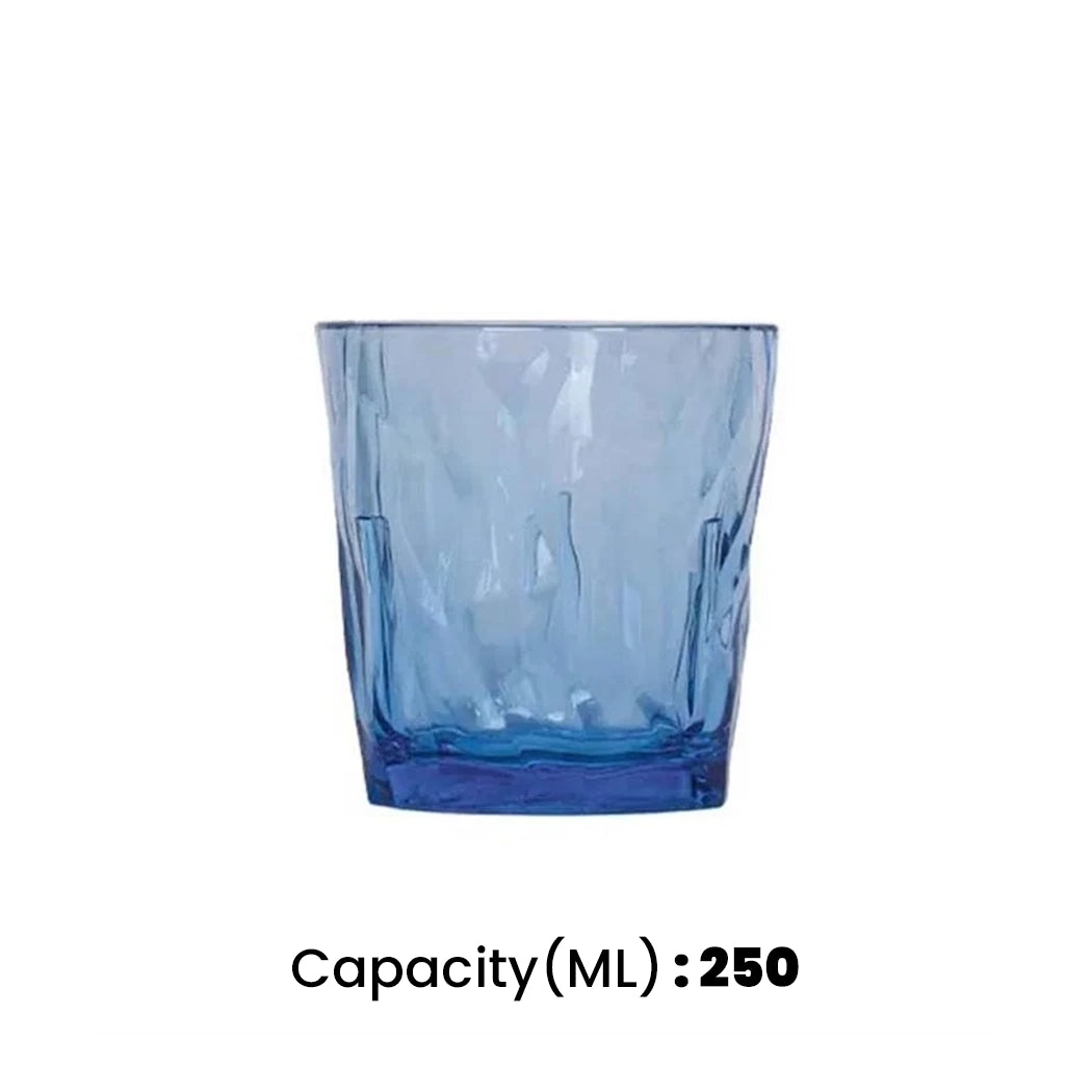 Tribeca Exclusive Diamont Polycarbonate Clear Blue Tumbler 250 ml, BOX QUANTITY 36 PCS