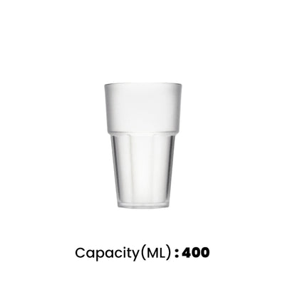 Tribeca Casablanca Stackable  Polycarbonate Pc Clear Frosted Tumbler 400 ml, BOX QUANTITY 80 PCS