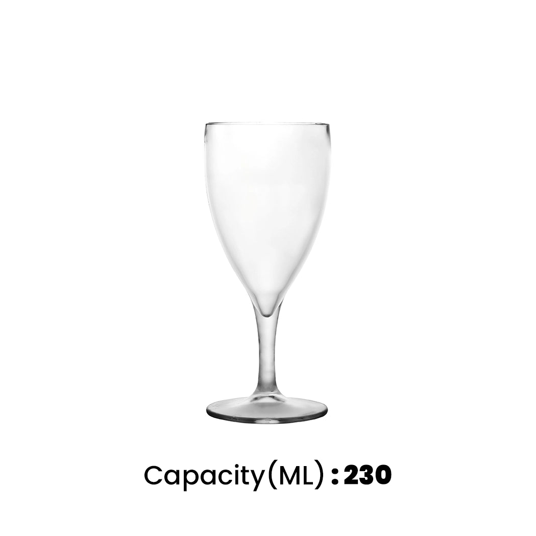 Tribeca Premium Frosted  Polycarbonate  Pc Clear Wine Glass 230ML, BOX QUANTITY 60 PCS