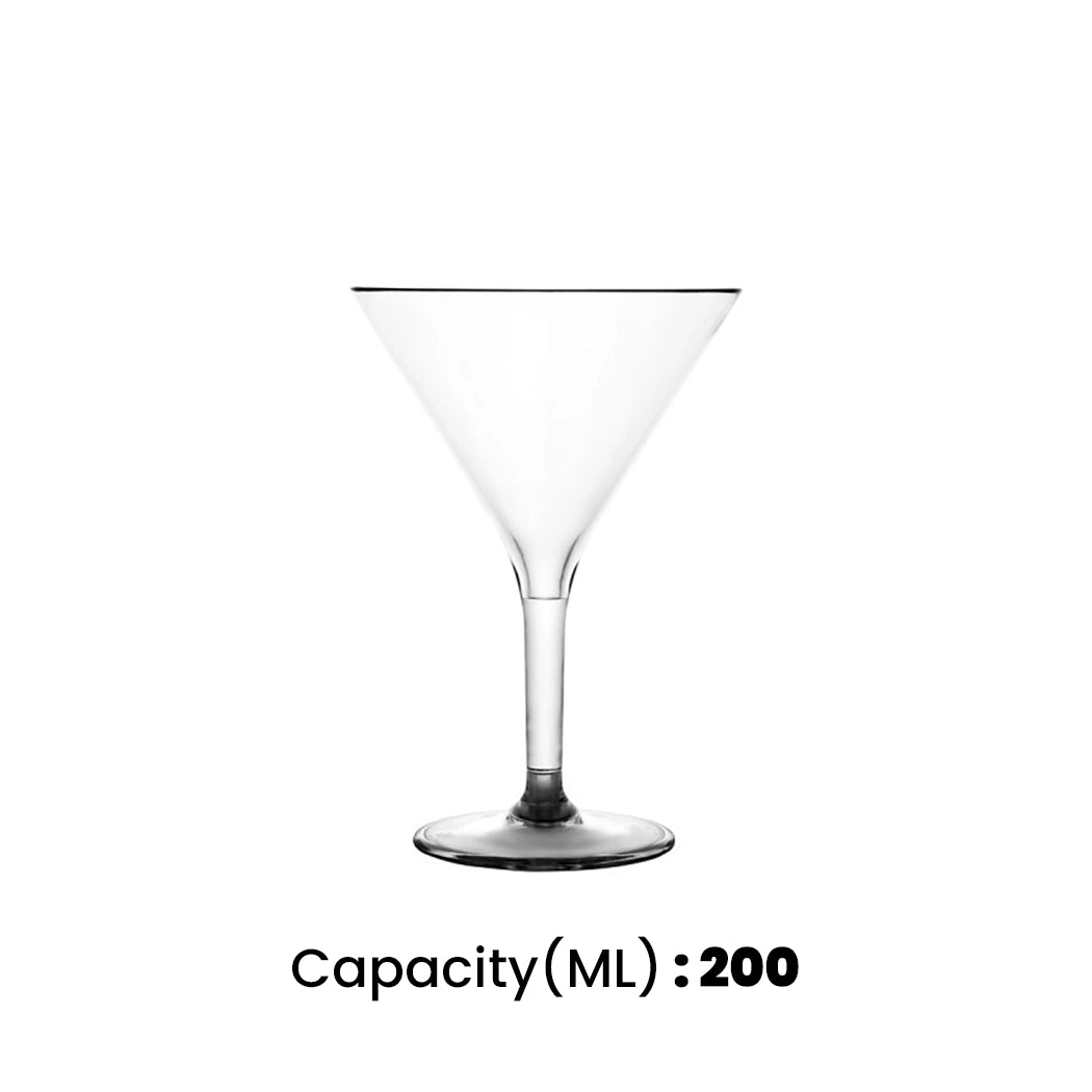 Tribeca Premium Polycarbonate Pc Clear Martini Glass 200 ml, BOX QUANTITY 48 PCS