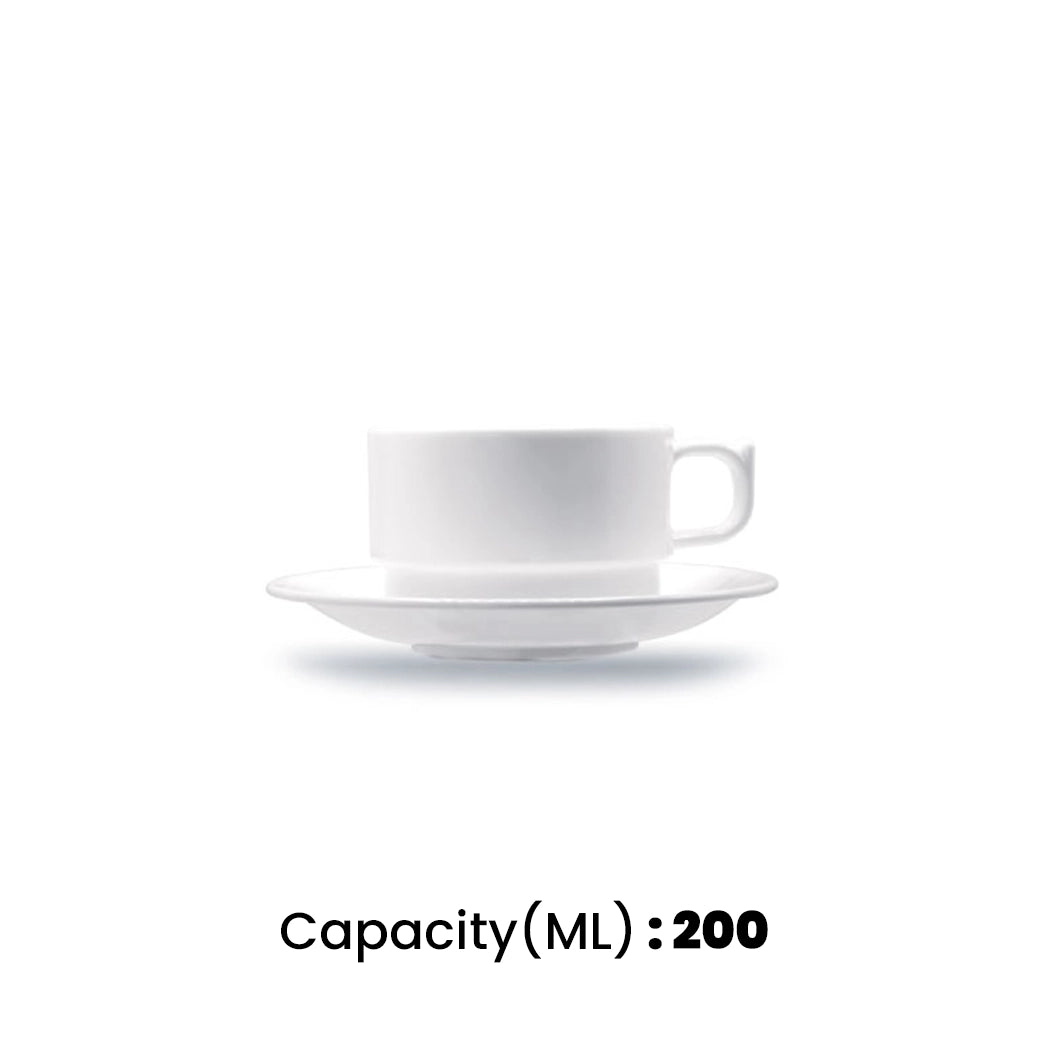 Tribeca  Polycarbonate Clear Cup & Saucer 200 ml, BOX QUANTITY 72 PCS