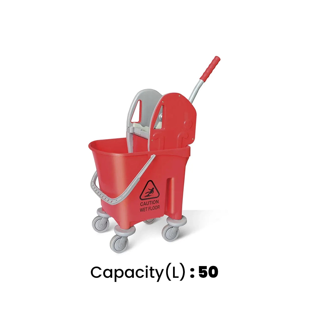 THS RSTRIS50 Red Double Mop Bucket Trolley 50L