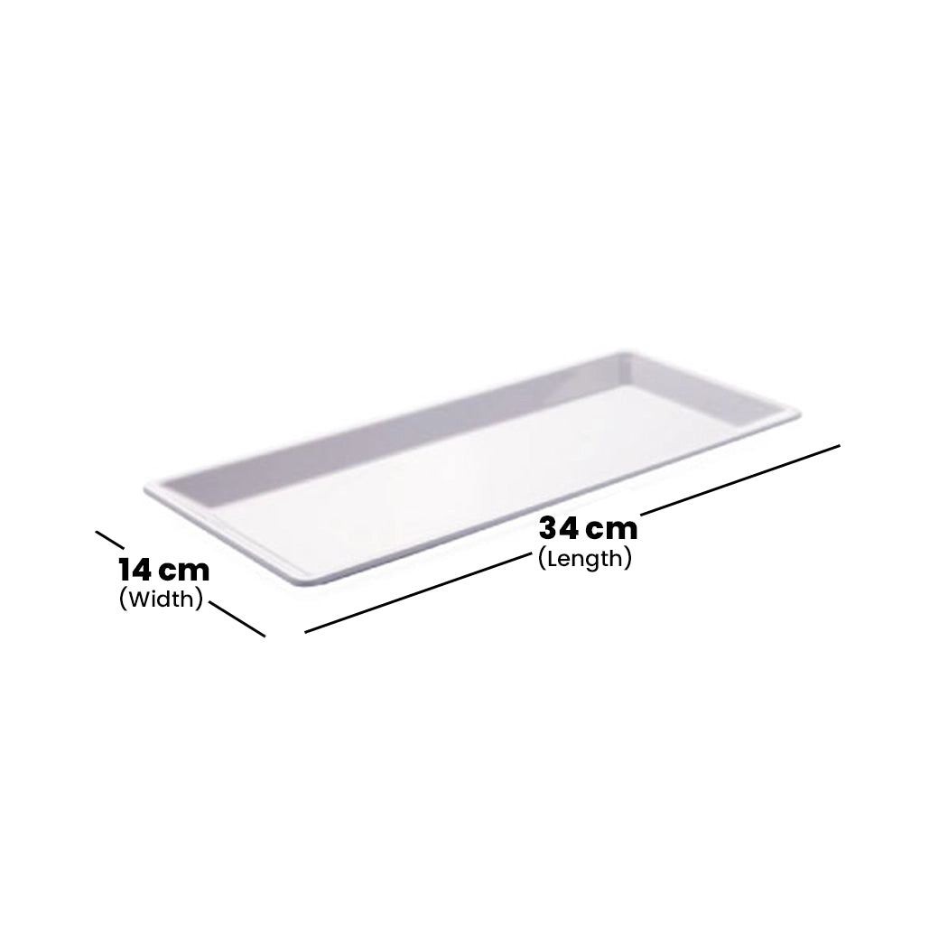 Tribeca Polycarbonate White Rectengular Plate 14 X 34 Cm, BOX QUANTITY 24 PCS