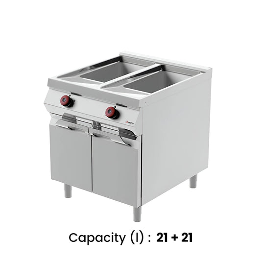 Desco 2 Bowls Electric Fryer, Cpty 21 + 21 L, 34.8 kW, 80 x 90 x 90 cm