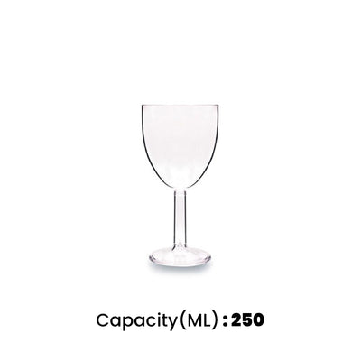 Tribeca Polycarbonate  Clear Wine Goblet Glass 250 ml, BOX QUANTITY 60 PCS