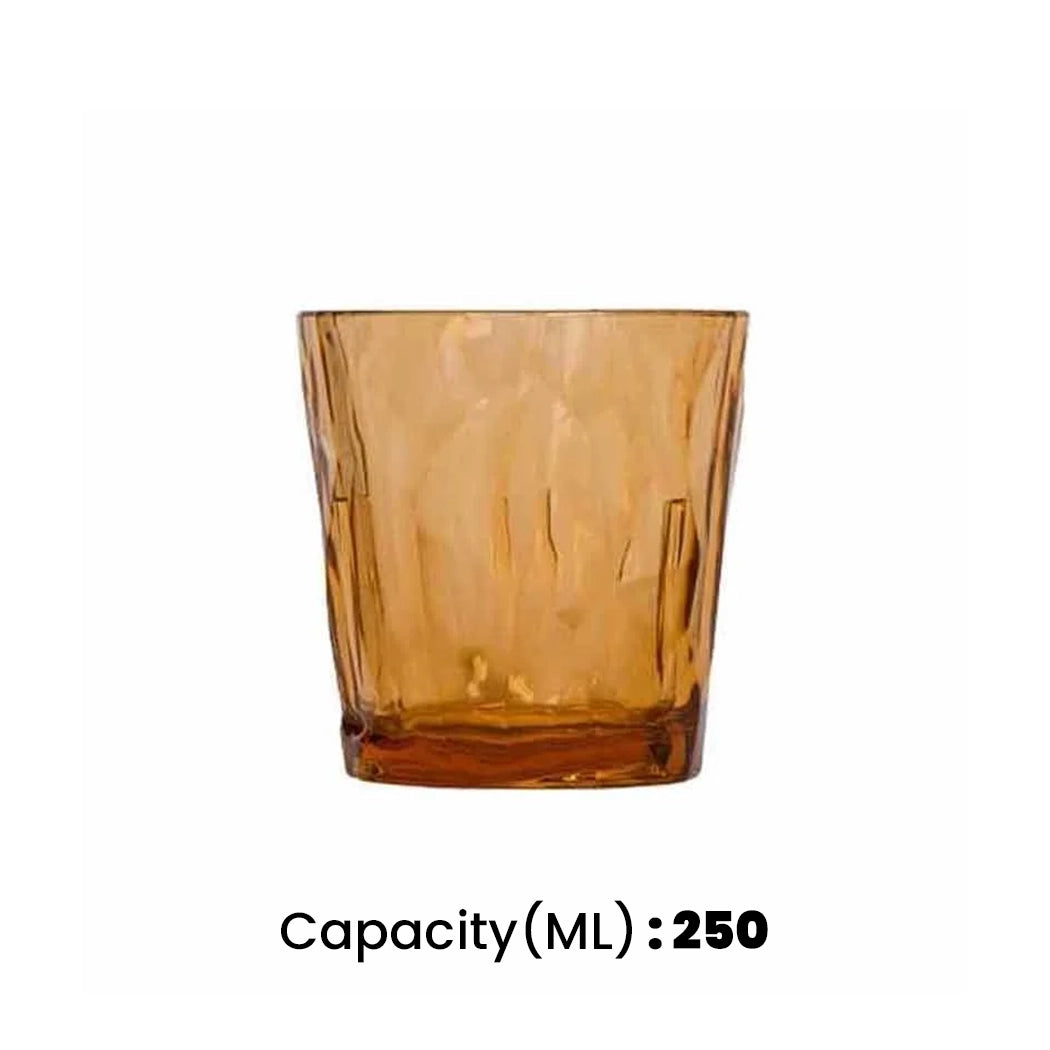 Tribeca Exclusive Diamond Polycarbonate  Clear Amber Tumbler 250 ml, BOX QUANTITY 36 PCS