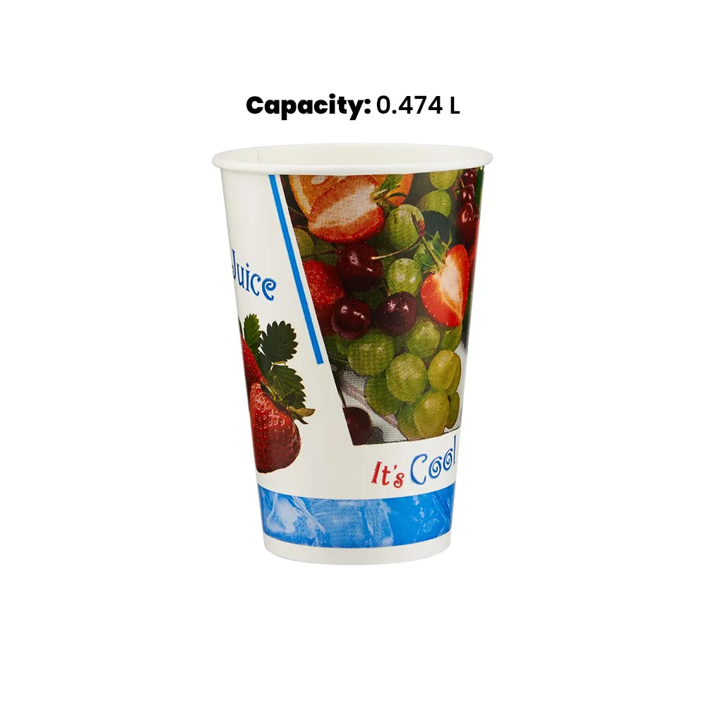 hotpack printed juice paper cup 474 ml 1000 pcs