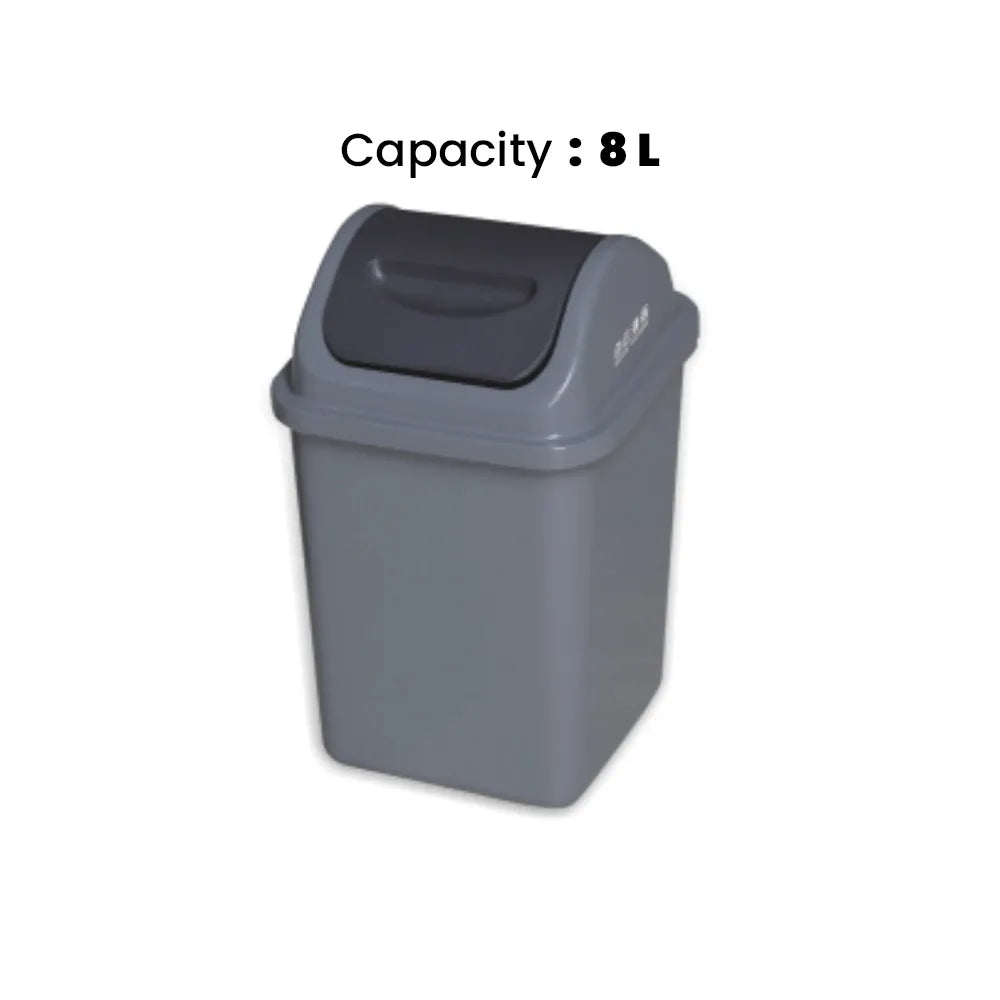 THS AF07025 Grey Plastic Swing Dust Bin 8L