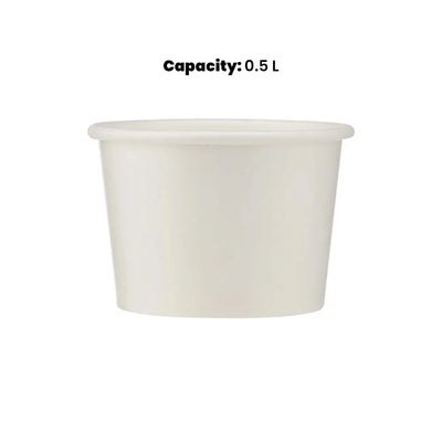 hotpack white ice cream paper bowl 500 mi 1000 pcs