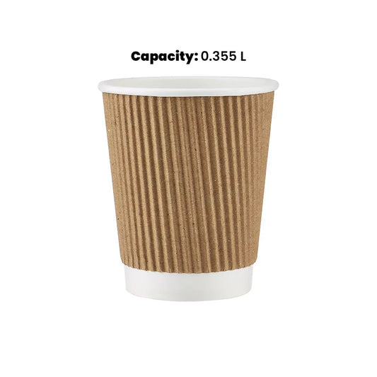 hotpack kraft ripple paper cup 355 ml 500 pcs