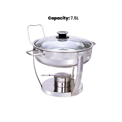 pradeep round chafing dish with glass lid 7500ml