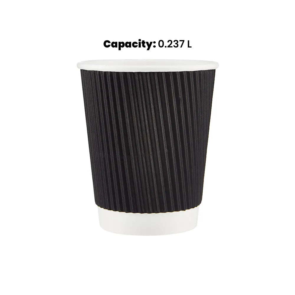 hotpack black ripple paper cup 237 ml 500 pcs