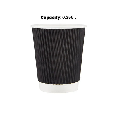 hotpack black ripple paper cup 355 ml 500 pcs