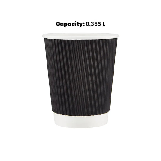 hotpack black ripple paper cup 355 ml 500 pcs