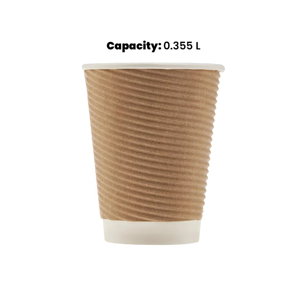 hotpack kraft round ripple paper cup 355 ml 500 pcs